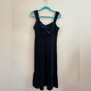 Betsey Johnson Dark Emerald Green Velvet Evening Casual Party Dress 90s Y2K